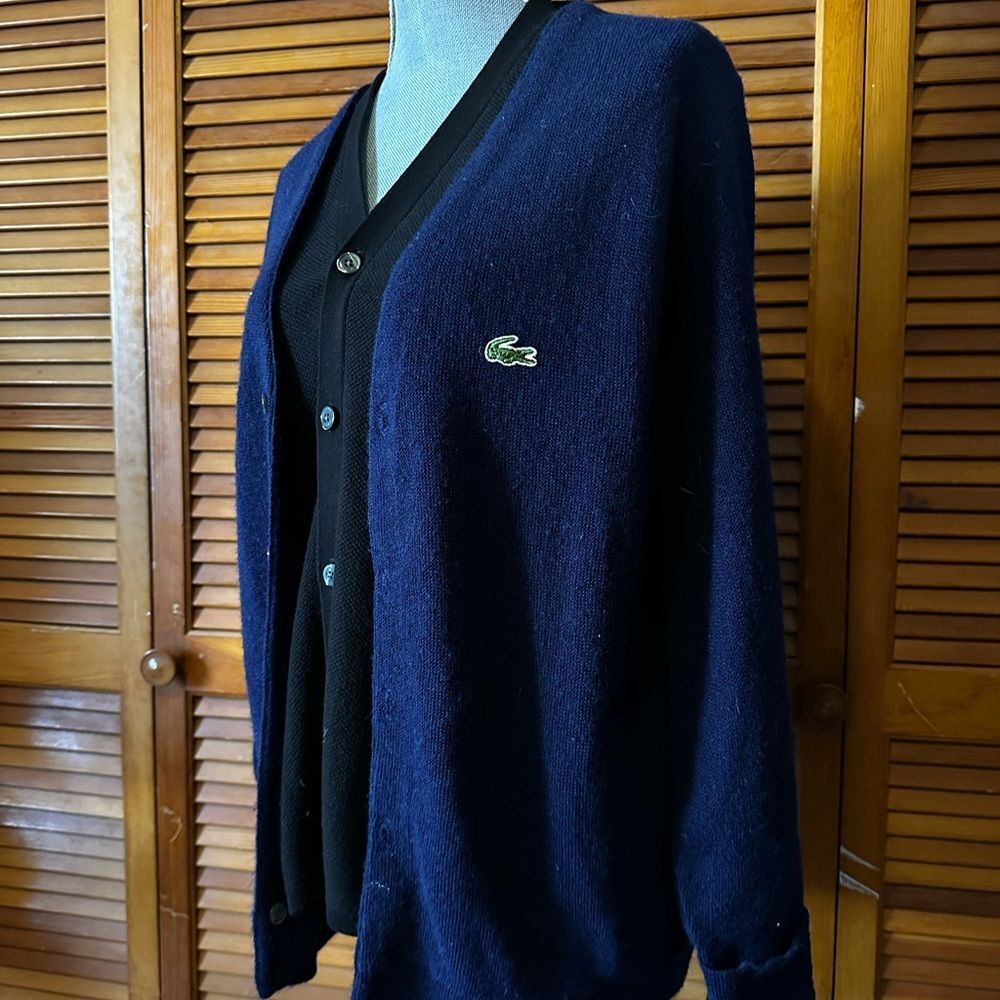Vintage 60s Men’s Izod Lacoste Navy Blue Button Down Acrylic Cardigan